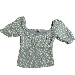 Abercrombie and Fitch Light Green White Polkadot Blouse